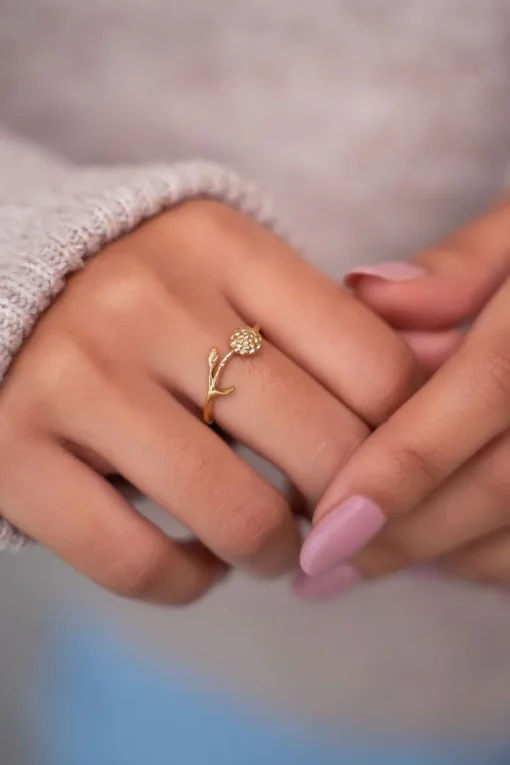 Birth Flower Ring Met Bloem