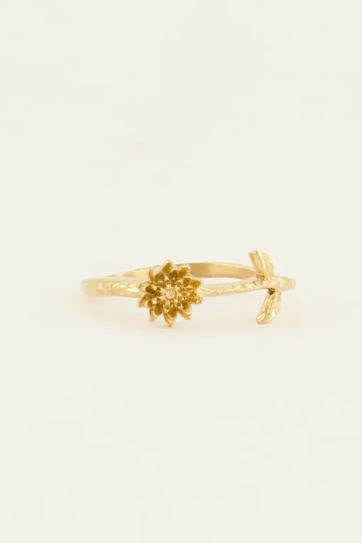 Birth Flower Ring Met Bloem