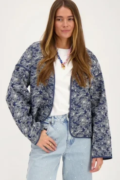 Blauw Chambray Kimono Jasje Met Embroidery