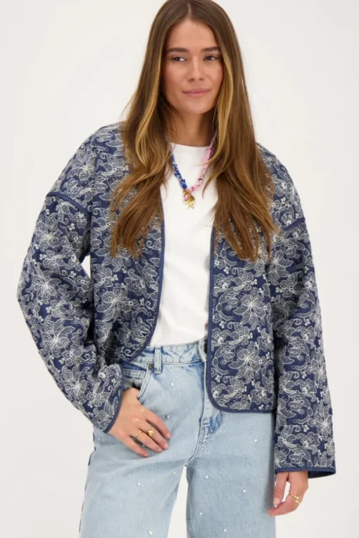 Blauw Chambray Kimono Jasje Met Embroidery