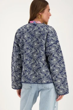 Blauw Chambray Kimono Jasje Met Embroidery