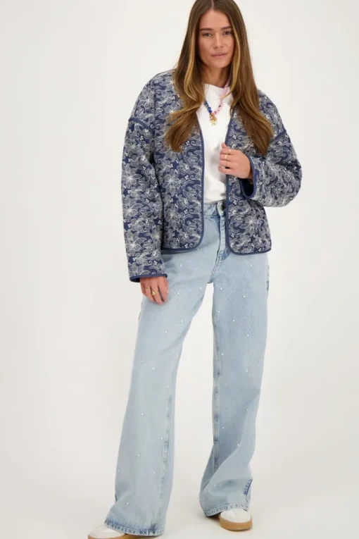 Blauw Chambray Kimono Jasje Met Embroidery