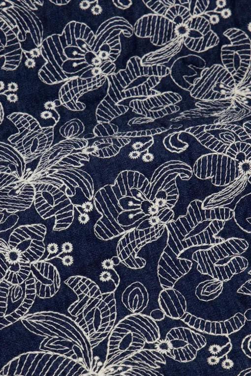 Blauw Chambray Kimono Jasje Met Embroidery