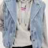 Blauw Denim Gilet Met Elastische Tailleband