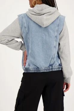 Blauw Denim Gilet Met Elastische Tailleband