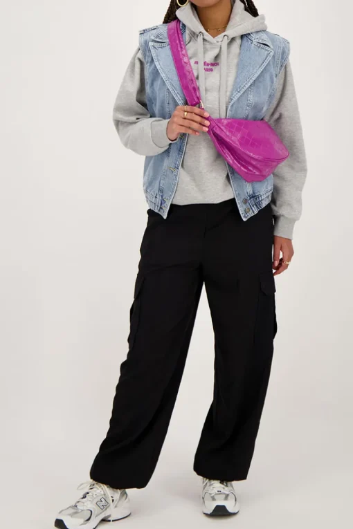 Blauw Denim Gilet Met Elastische Tailleband