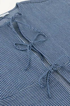 Blauw Gestreepte Top Met Strikjes