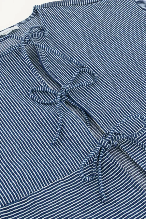 Blauw Gestreepte Top Met Strikjes