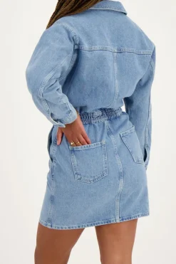 Blauw Spijkerjurkje Met Reverskraag