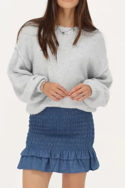 Blauwe Denim Rok Met Smock