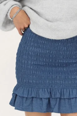 Blauwe Denim Rok Met Smock