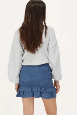 Blauwe Denim Rok Met Smock