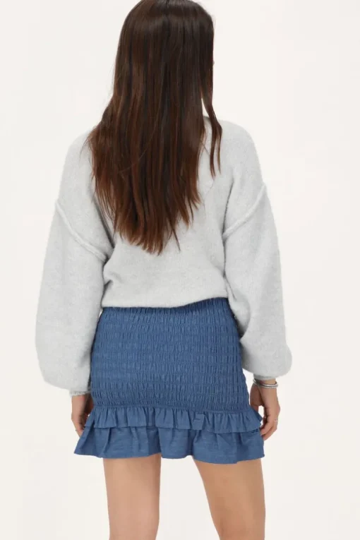 Blauwe Denim Rok Met Smock