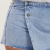 Blauwe Denim Skort Met Overslag