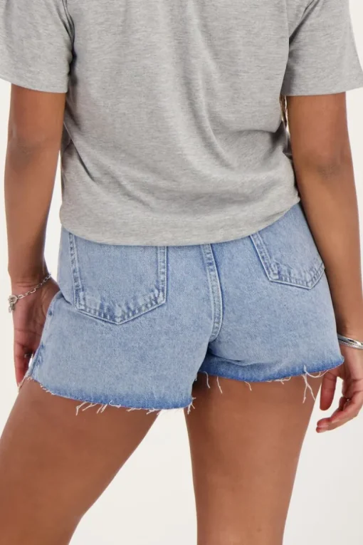 Blauwe Denim Skort Met Overslag