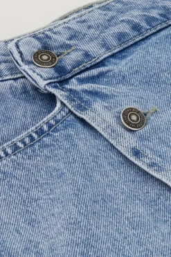 Blauwe Denim Skort Met Overslag
