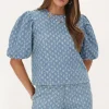 Blauwe Denim Top Met Pailletten
