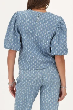 Blauwe Denim Top Met Pailletten
