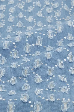 Blauwe Denim Top Met Pailletten