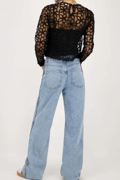 Blauwe Jeans Met Vlecht Detail