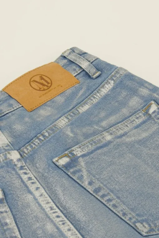 Blauwe Jeans Met Zilveren Coating