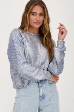 Blauwe Metallic Trui