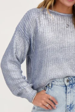Blauwe Metallic Trui