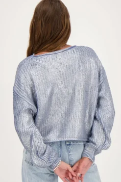 Blauwe Metallic Trui