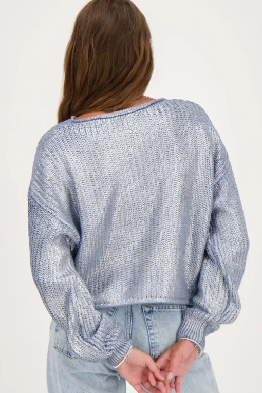 Blauwe Metallic Trui