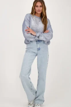 Blauwe Metallic Trui