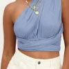 Blauwe Multiway Top Met Lurex