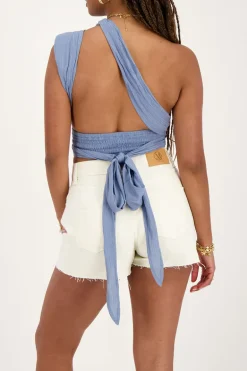 Blauwe Multiway Top Met Lurex