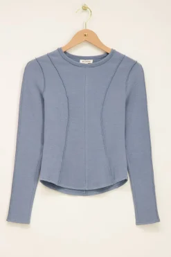 Blauwe Pintuck Top
