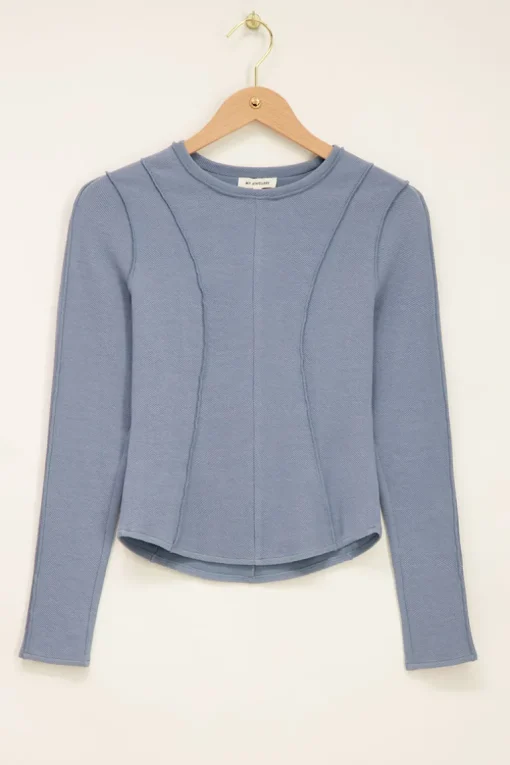 Blauwe Pintuck Top