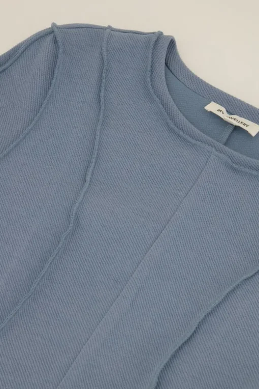 Blauwe Pintuck Top