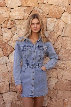 Blauwe Spijkerjurk Button-up
