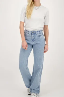 Blauwe Wide Leg Jeans With Strass