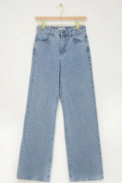 Blauwe Wide Leg Jeans With Strass