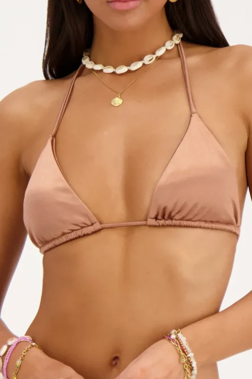 Bronzen Bikini Top Triangel Satijn