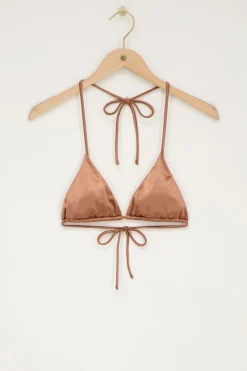 Bronzen Bikini Top Triangel Satijn
