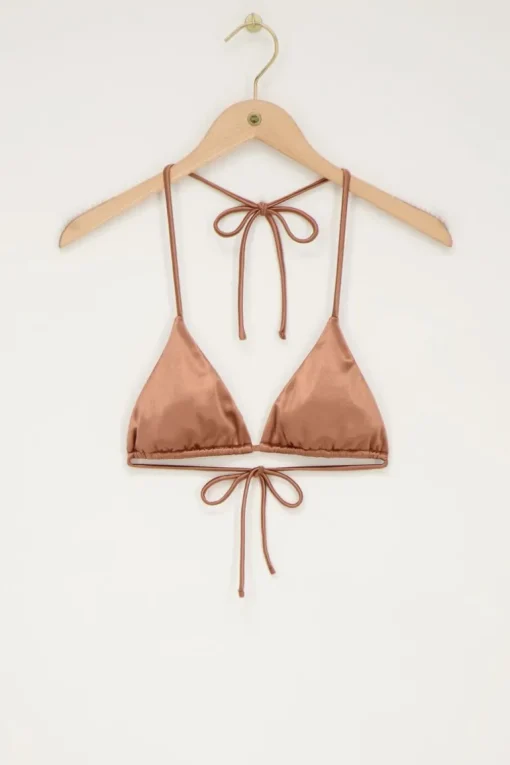Bronzen Bikini Top Triangel Satijn
