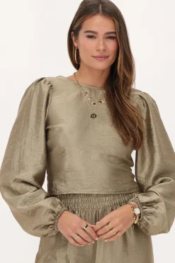 Bronzen Top Met Strik Op De Achterkant