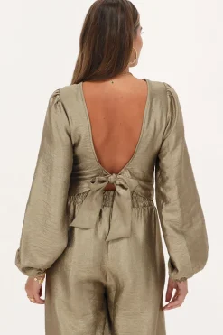 Bronzen Top Met Strik Op De Achterkant