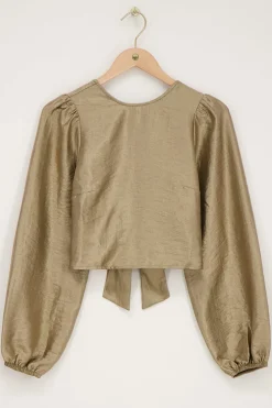 Bronzen Top Met Strik Op De Achterkant