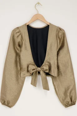 Bronzen Top Met Strik Op De Achterkant