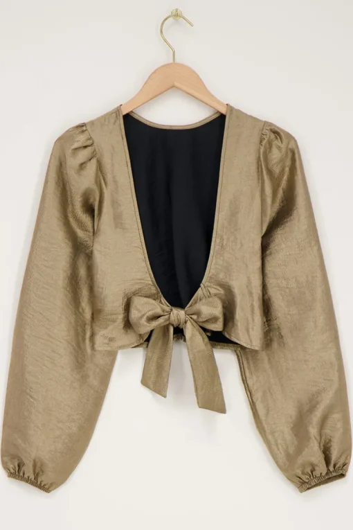 Bronzen Top Met Strik Op De Achterkant