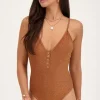 Bruin Badpak Met Lurex & Knoopjes