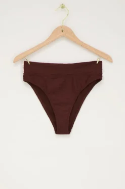 Bruin Bikini Broekje Met Structuur High Waist