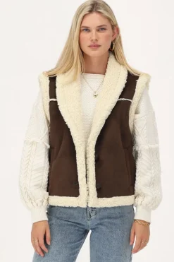 Bruin Suède Teddy Gilet