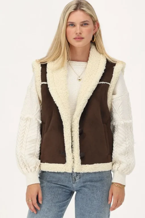 Bruin Suède Teddy Gilet